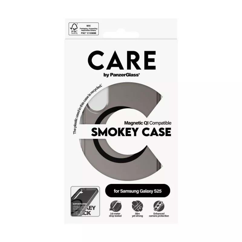 PanzerGlass CARE™ by ® Urban Combat Case Smokey w. Juoda Qi Suderinama Samsung Galaxy S25