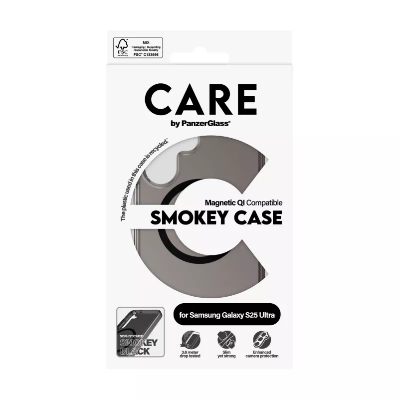 PanzerGlass CARE™ by ® Urban Combat Case Smokey w. Juoda Qi Suderinama Samsung Galaxy S25 Ultra