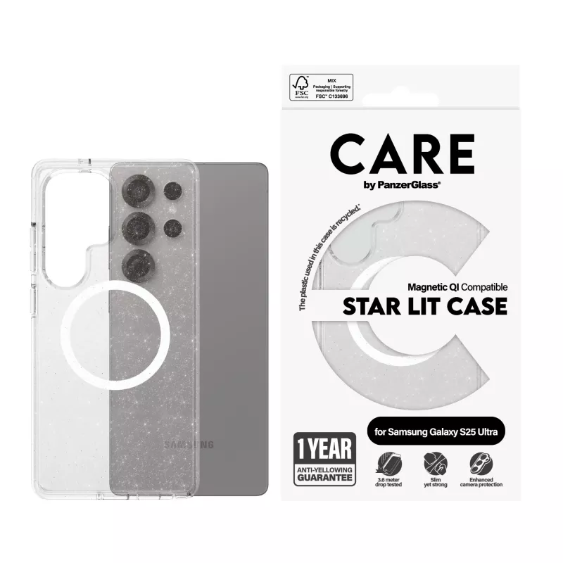 PanzerGlass CARE™ by ® Urban Combat Case Star Lit w. White Qi Suderinama Samsung Galaxy S25 Ultra
