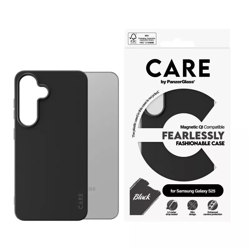 PanzerGlass CARE™ by ® Dėklas Juodas su Qi suderinamumu, skirtas Samsung Galaxy S25