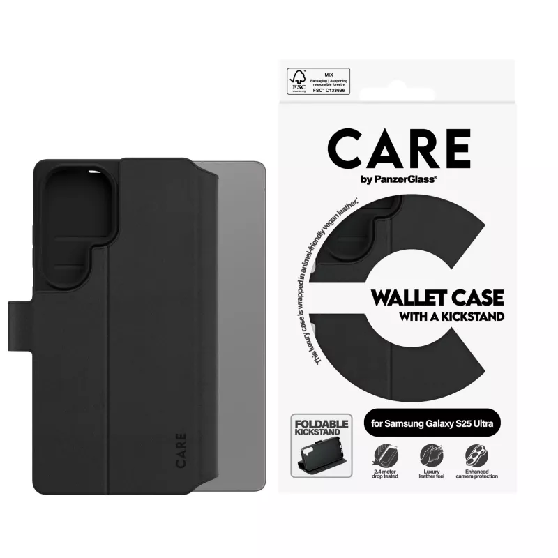 Piniginės tipo dėklas PanzerGlass Samsung Galaxy S25 Ultra permatomas su atrama