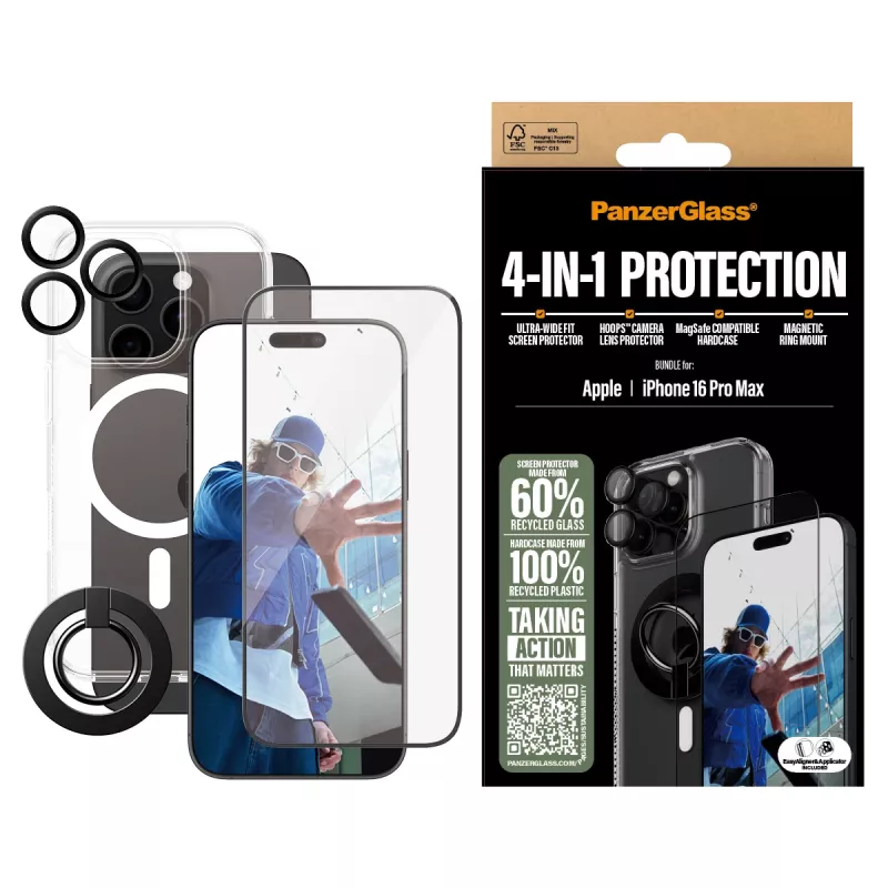PanzerGlass® 4-in-1 apsaugos rinkinys, skirtas iPhone 16 Pro Max