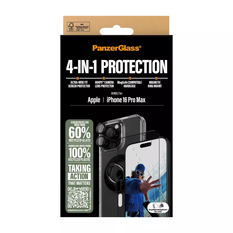 PanzerGlass® 4-in-1 apsaugos rinkinys, skirtas iPhone 16 Pro Max