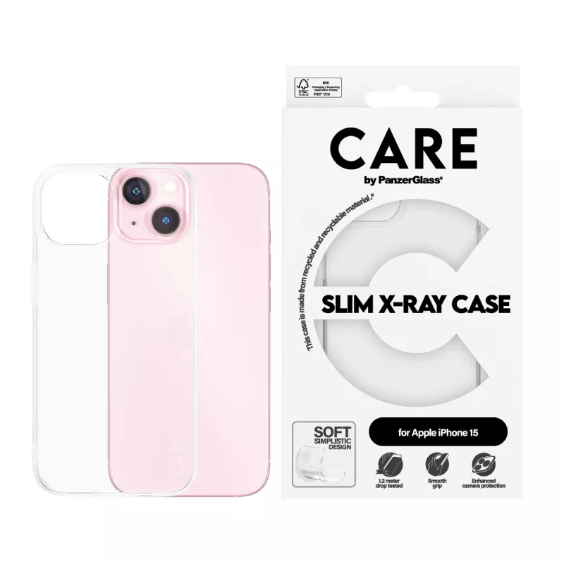 Cover PanzerGlass CARE by ® madingas dėklas Transparent X-Ray Soft Basic iPhone 15