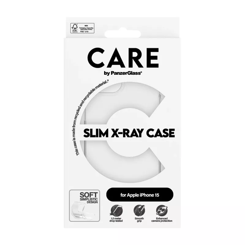 Cover PanzerGlass CARE by ® madingas dėklas Transparent X-Ray Soft Basic iPhone 15