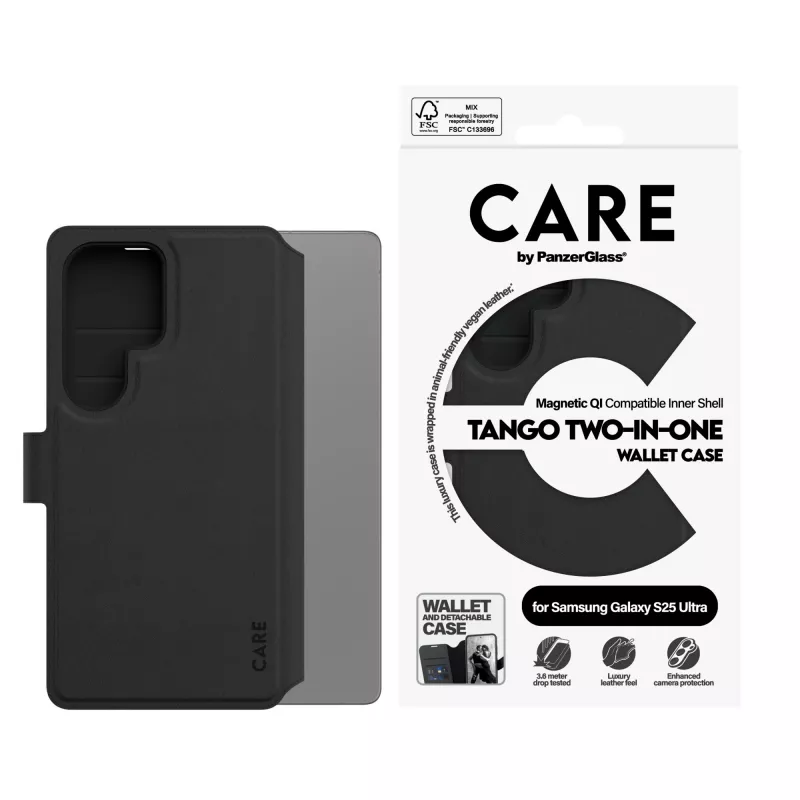 PanzerGlass CARE™ by ® Tango 2-in-1 Wallet Case su Qi suderinamumu, skirtas Samsung Galaxy S25 Ultra