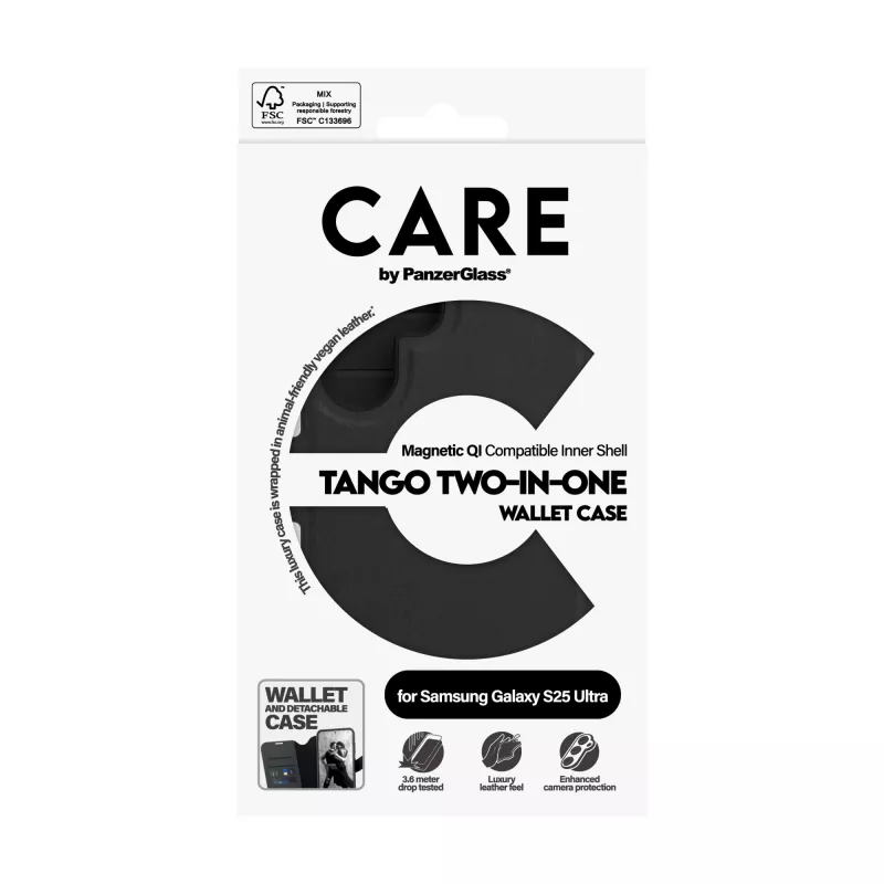 PanzerGlass CARE™ by ® Tango 2-in-1 Wallet Case su Qi suderinamumu, skirtas Samsung Galaxy S25 Ultra