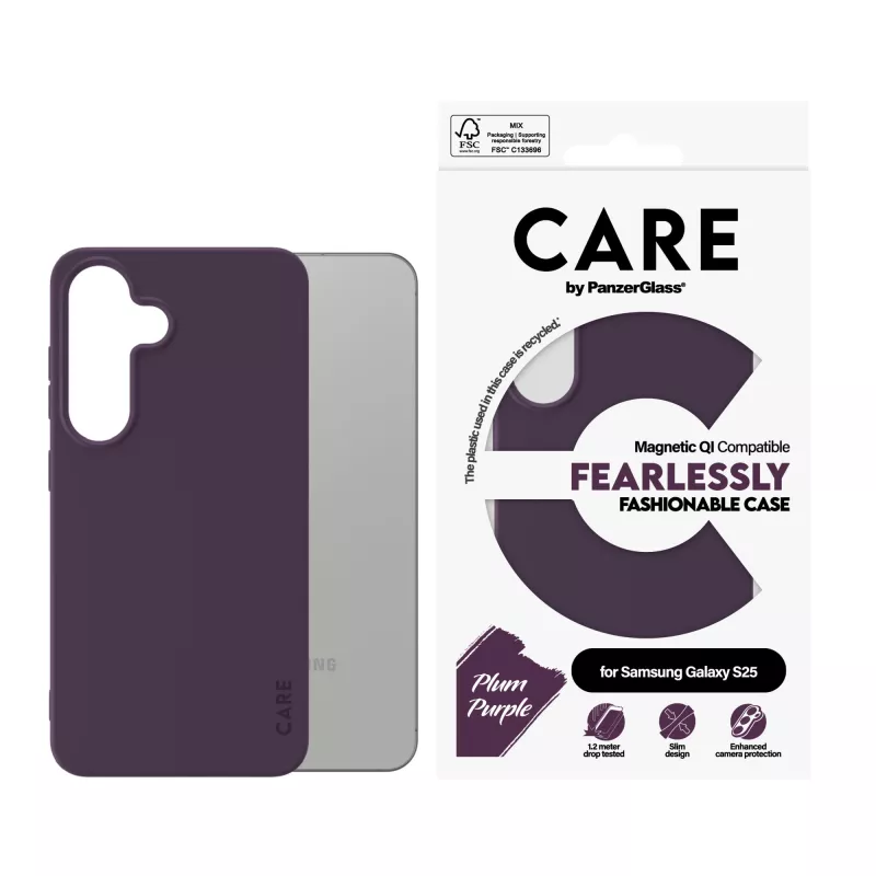PanzerGlass CARE™ by ® Dėklas Plum Purple su Qi suderinamumu Samsung Galaxy S25
