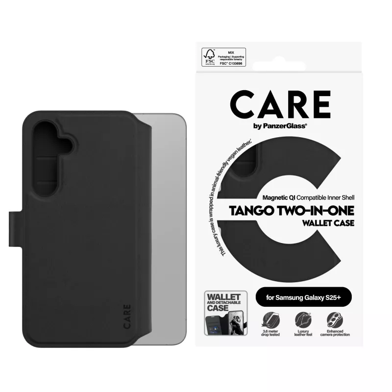 PanzerGlass CARE™ by ® Tango 2-in-1 piniginės dėklas su Qi suderinamumu Samsung Galaxy S25+
