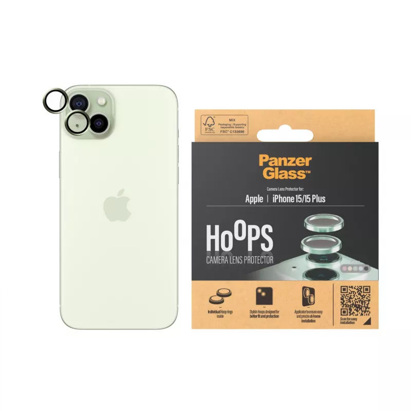 PanzerGlass ® Hoops® Fotoaparato objektyvo apsauga žalia iPhone 15 | 15 Plus
