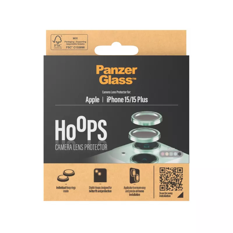 PanzerGlass ® Hoops® Fotoaparato objektyvo apsauga žalia iPhone 15 | 15 Plus