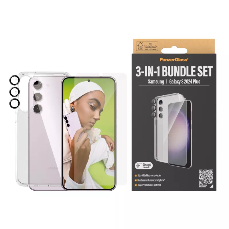 PanzerGlass ® 3-in-1 Bundle Samsung Galaxy S24+ | Ultra-Wide Fit w. EasyAligner