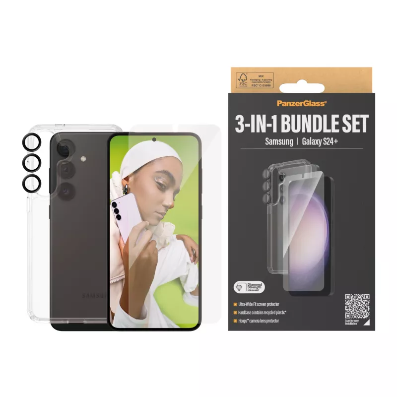 PanzerGlass ® 3-in-1 Bundle Samsung Galaxy S24+ | Ultra-Wide Fit w. EasyAligner