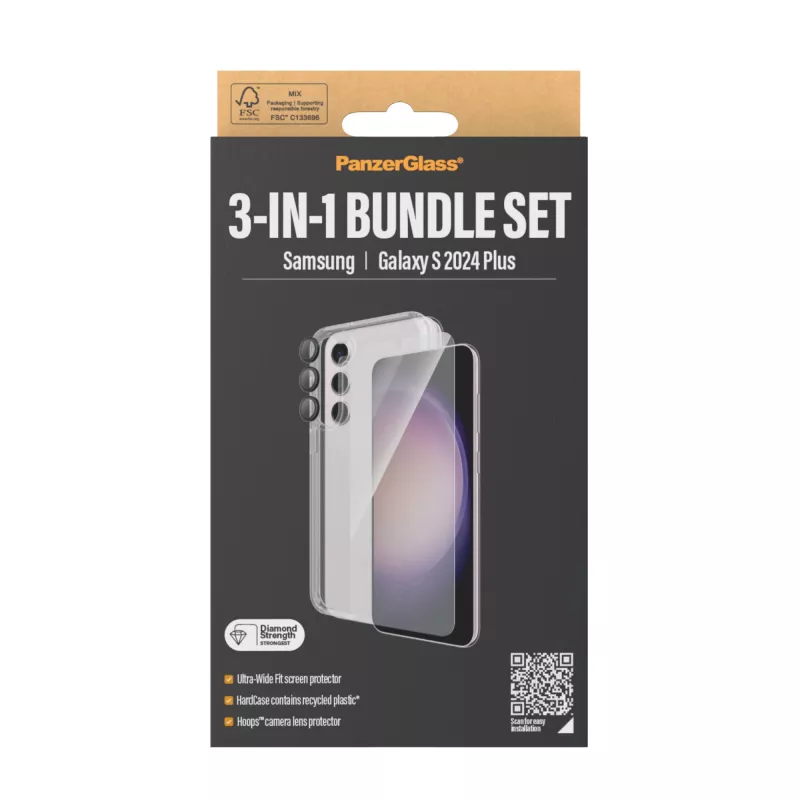 PanzerGlass ® 3-in-1 Bundle Samsung Galaxy S24+ | Ultra-Wide Fit w. EasyAligner