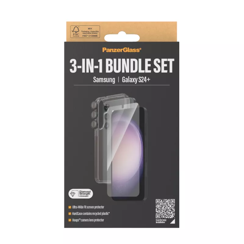 PanzerGlass ® 3-in-1 Bundle Samsung Galaxy S24+ | Ultra-Wide Fit w. EasyAligner