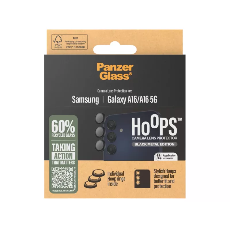 PanzerGlass ® Hoops® Kameros objektyvo apsauga, juoda, Samsung Galaxy A16 | A16 5G