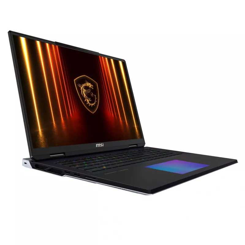 Nešiojamas kompiuteris MSI Titan 18 HX AI A2XWIG-073, Intel Core Ultra 9 285HX, 45,7 cm (18 colių) UHD+, 64 GB DDR5-SDRAM, 6 TB SSD, NVIDIA GeForce RTX 5080, Wi-Fi 7 (802.11be), Windows 11 Pro, juodas