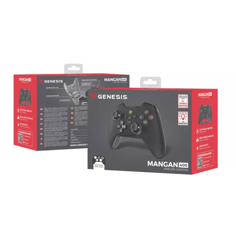 GENESIS Mangan 400 Juoda Bluetooth Gamepad Analogue / Digital Android, MAC, Nintendo Switch, PC, iOS