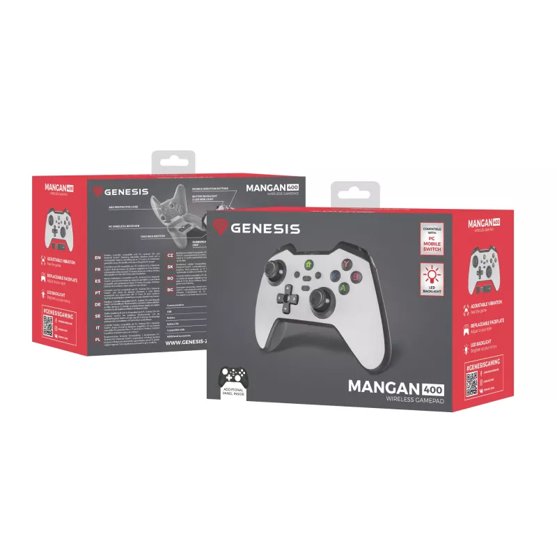 GENESIS Mangan 400 Baltas Bluetooth žaidimų pultelis Analoginis / Skaitmeninis Android, MAC, Nintendo Switch, PC, iOS