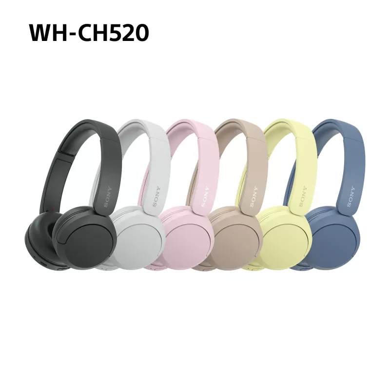 Sony WHCH520Y.CE7, belaidės, skambučiams / muzikai, 20 - 20000 Hz, 147 g, ausinės, geltonos