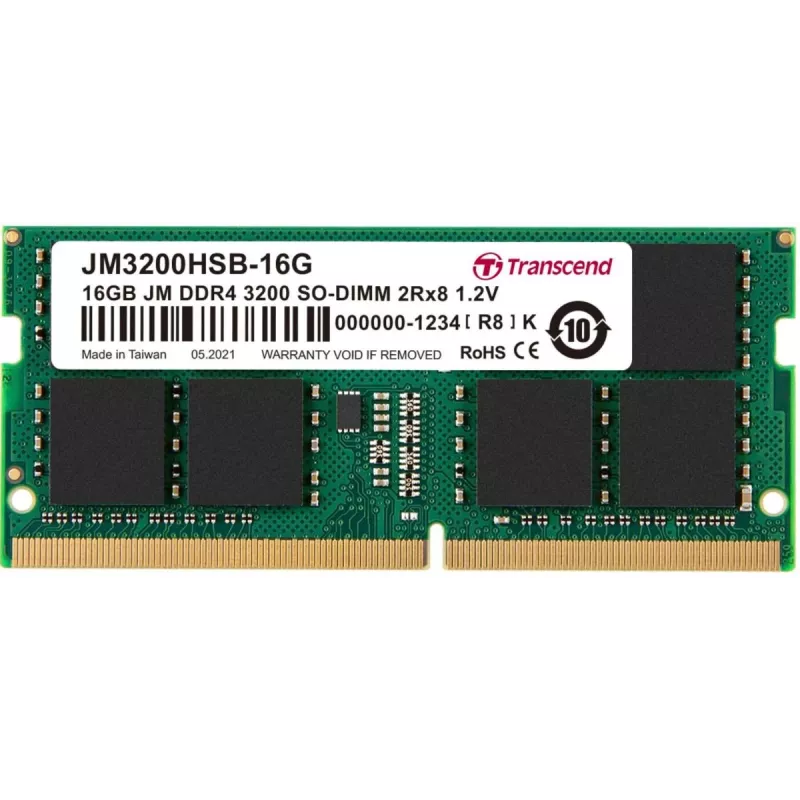 TRANSCEND 16GB Jetram DDR4 3200MHz SoDIMM 260pin 1r X8 Unbuffered
