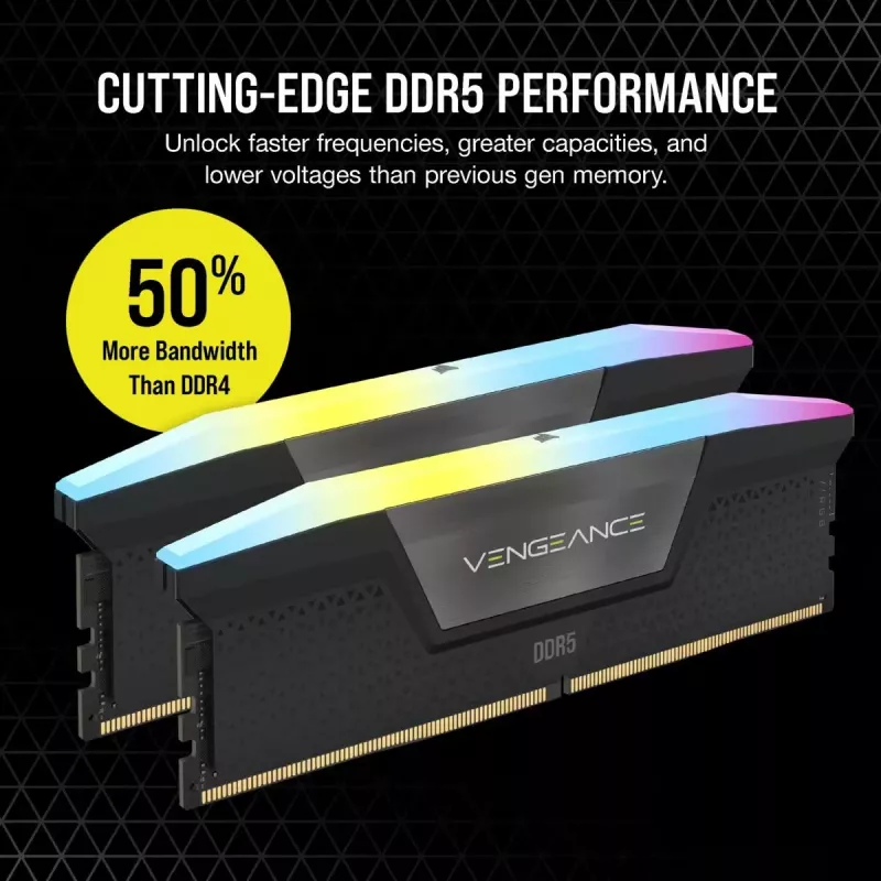 CORSAIR Memory 32GB DDR5 (2x16gb) Dram 6400mt/s CL36 Memory Kit Vengeance RGB - Juoda