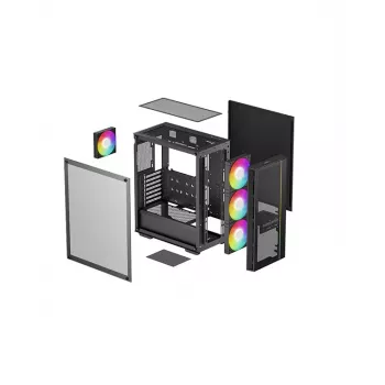 PC korpusas DeepCool MATREXX 55 MESH V4 C Midi Tower juodas — ATX, grūdintas stiklas, priekinė tinklinė panelė, USB-C
