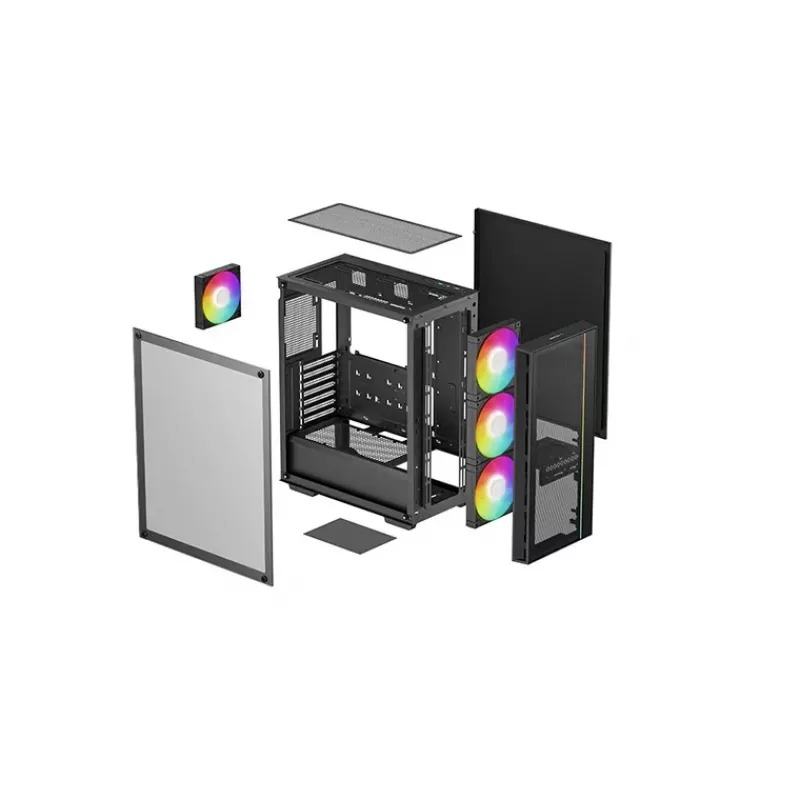 PC korpusas DeepCool MATREXX 55 MESH V4 C Midi Tower juodas — ATX, grūdintas stiklas, priekinė tinklinė panelė, USB-C