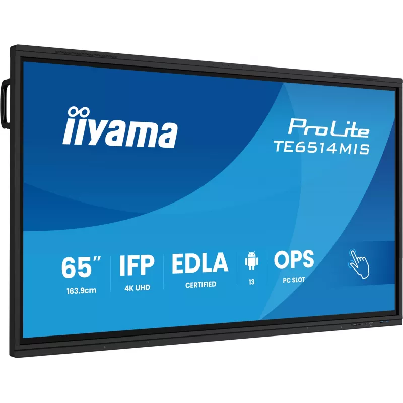 iiyama PROLITE TE6514MIS-B2AG Kiosko dizainas 165,1 cm (65 col.) LCD Wi-Fi 435 cd/m² 4K Ultra HD Juoda Liečiamas ekranas Įmontuotas procesorius Android 24/7