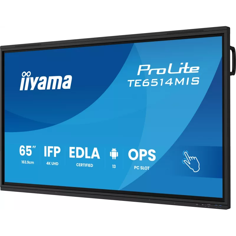 iiyama PROLITE TE6514MIS-B2AG Kiosko dizainas 165,1 cm (65 col.) LCD Wi-Fi 435 cd/m² 4K Ultra HD Juoda Liečiamas ekranas Įmontuotas procesorius Android 24/7