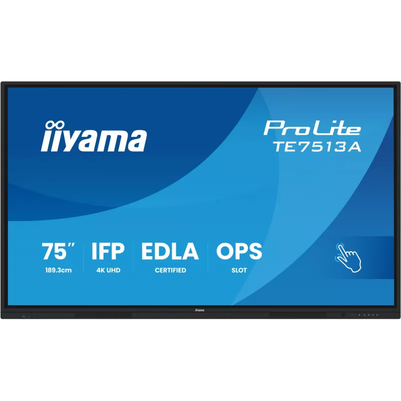 iiyama TE7513A-B1AG Interaktyvus ekranas 190,5 cm (75 col.) Wi-Fi 500 cd/m² 4K Ultra HD Juodas Liečiamas ekranas Įmontuotas procesorius Android 18/7