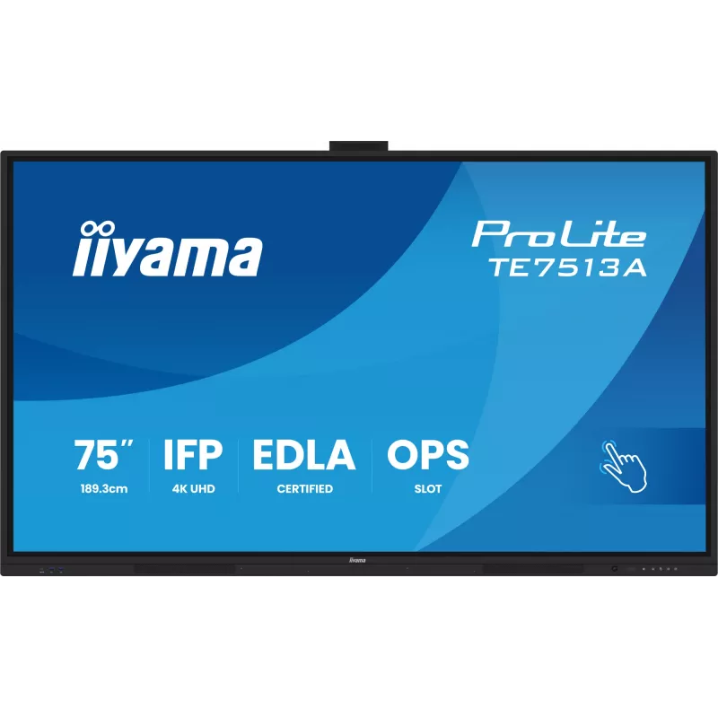 iiyama TE7513A-B1AG Interaktyvus ekranas 190,5 cm (75 col.) Wi-Fi 500 cd/m² 4K Ultra HD Juodas Liečiamas ekranas Įmontuotas procesorius Android 18/7