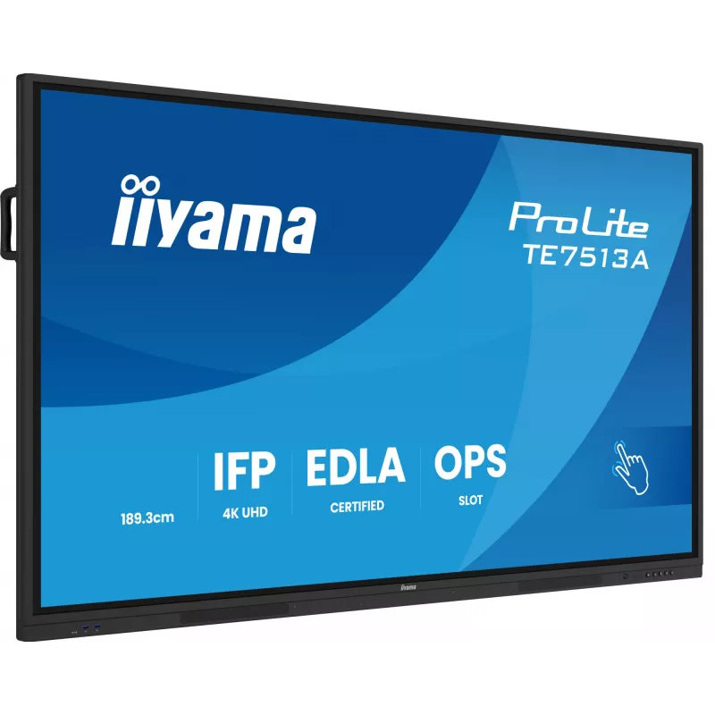 iiyama TE7513A-B1AG Interaktyvus ekranas 190,5 cm (75 col.) Wi-Fi 500 cd/m² 4K Ultra HD Juodas Liečiamas ekranas Įmontuotas procesorius Android 18/7
