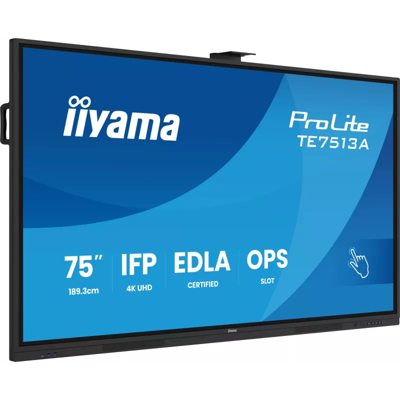 iiyama TE7513A-B1AG Interaktyvus ekranas 190,5 cm (75 col.) Wi-Fi 500 cd/m² 4K Ultra HD Juodas Liečiamas ekranas Įmontuotas procesorius Android 18/7