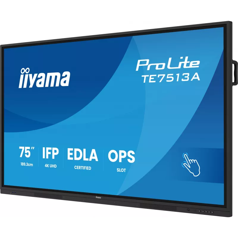 iiyama TE7513A-B1AG Interaktyvus ekranas 190,5 cm (75 col.) Wi-Fi 500 cd/m² 4K Ultra HD Juodas Liečiamas ekranas Įmontuotas procesorius Android 18/7