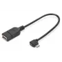 DIGITUS USB 2.0 adapterio laidas, OTG, tipas micro B - A M/F, 15cm USB 2.0 atitinka, stačiu kampu, juodas