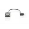 DIGITUS USB 2.0 adapterio laidas, OTG, tipas micro B - A M/F, 15cm USB 2.0 atitinka, stačiu kampu, juodas