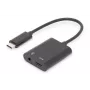 DIGITUS USB Type-C skirstytuvo kabelis, C tipo - 3,5 mm + C tipo kištukas/lizdas/lizdas, 20 cm, juodas