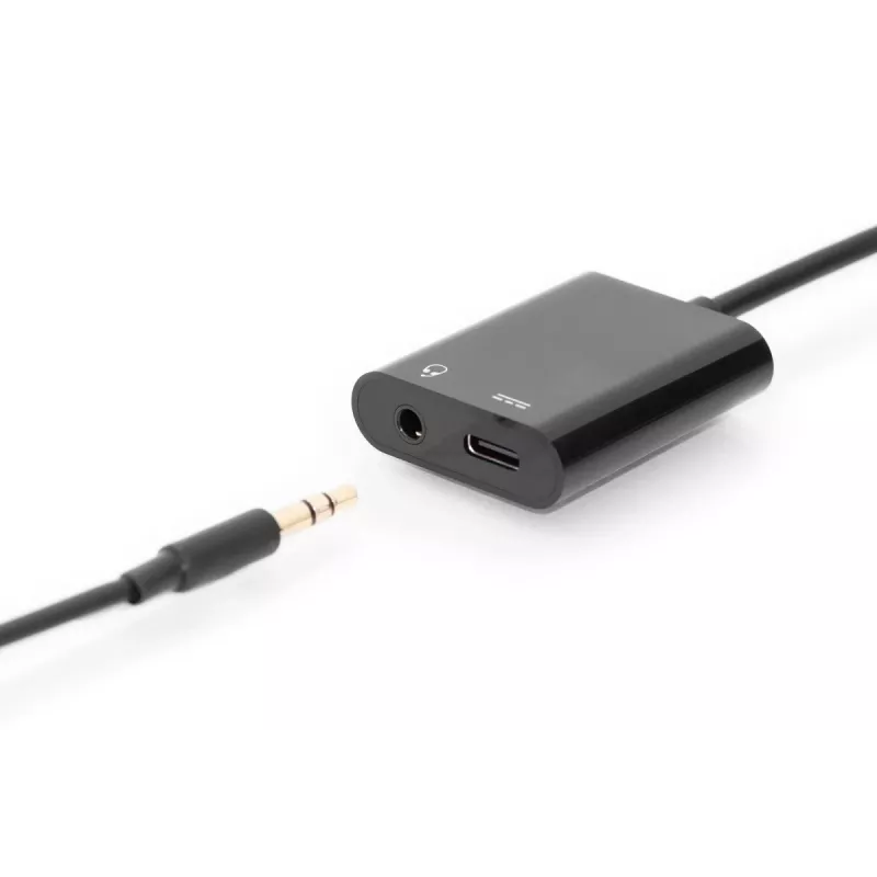 DIGITUS USB Type-C skirstytuvo kabelis, C tipo - 3,5 mm + C tipo kištukas/lizdas/lizdas, 20 cm, juodas