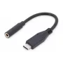 DIGITUS USB Type-C garso adapterio laidas, Type-C - 3,5 mm M/F, 20 cm, garso įvestis/išvestis, versija 3.1, CE, juoda