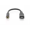 DIGITUS USB Type-C garso adapterio laidas, Type-C - 3,5 mm M/F, 20 cm, garso įvestis/išvestis, versija 3.1, CE, juoda