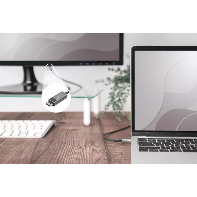 DIGITUS USB Type C į DP adapterio kabelis 8K@30Hz, HBR3, aliuminiu korpusas, juodas, 2m