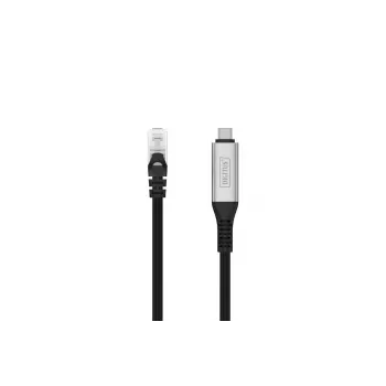 DIGITUS USB-C 3.2 Gen1 – RJ45 eterneto kabelis – CAT6a S/FTP juodas – 10 m