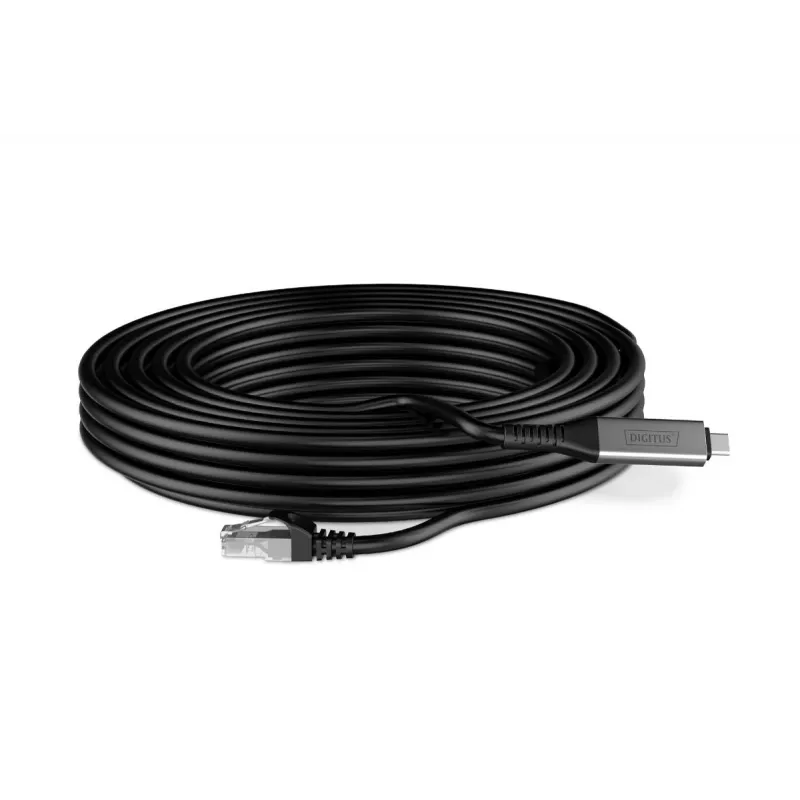 DIGITUS USB-C 3.2 Gen1 – RJ45 eterneto kabelis – CAT6a S/FTP juodas – 10 m