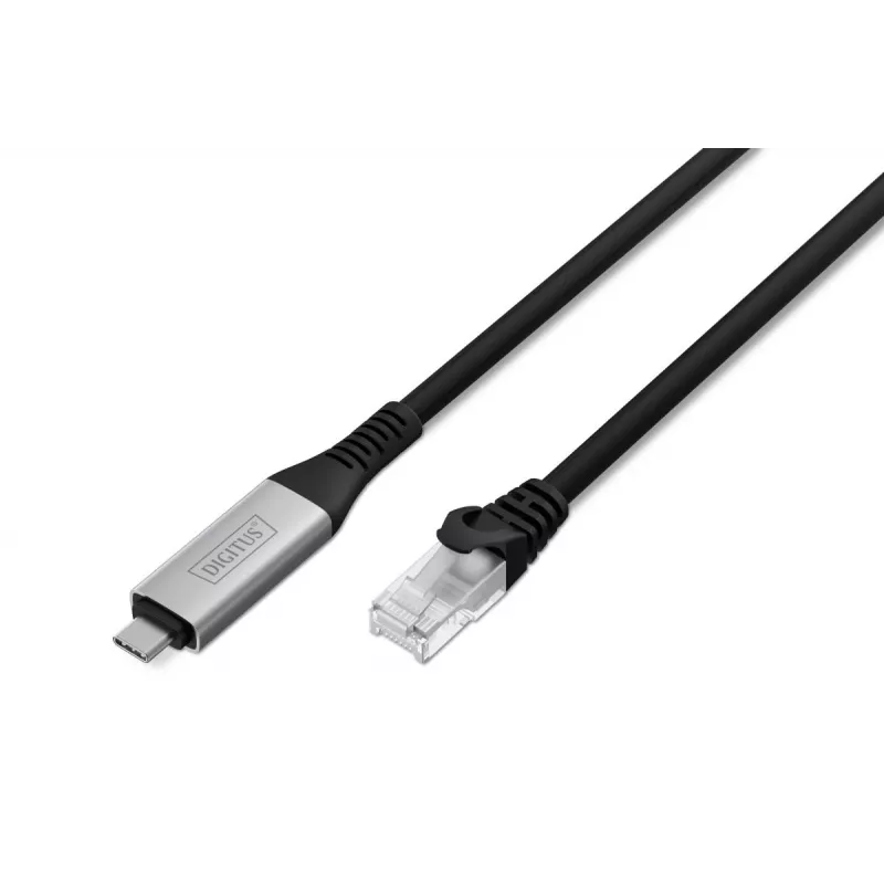 DIGITUS USB-C 3.2 Gen1 – RJ45 eterneto kabelis – CAT6a S/FTP juodas – 15 m