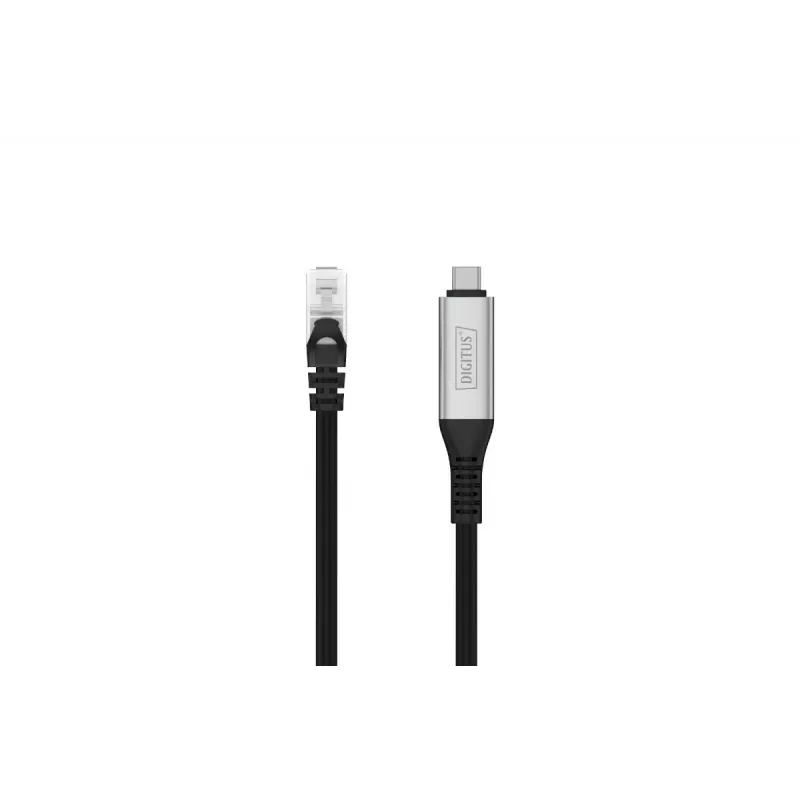DIGITUS USB-C 3.2 Gen1 – RJ45 eterneto kabelis – CAT6a S/FTP juodas – 15 m