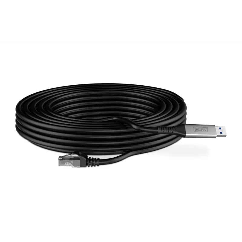 DIGITUS USB 3.2 Gen1 - RJ45 Ethernet kabelis - CAT6a S/FTP Juodas - 10 m