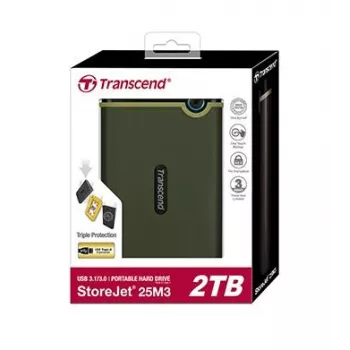 TRANSCEND Storejet 25m3 2TB SATA 2.5in USB3.0 karinė žalia