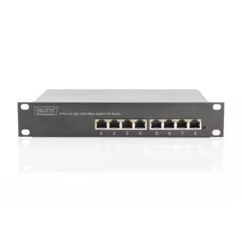 DIGITUS 8 prievadų Gigabit PoE komutatorius 10 colių 8x10/100/1000Mbps RJ45 PoE 96W