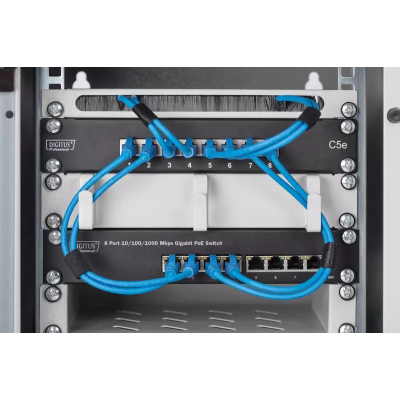 DIGITUS 8 prievadų Gigabit PoE komutatorius 10 colių 8x10/100/1000Mbps RJ45 PoE 96W